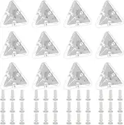 12Pcs Acrylic Corner Brackets with Semitransparent Screws Clear 3-Hole Right Angle Joint Brace Brackets