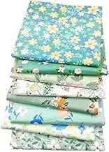 CraftsFabrics 8pcs/lot Blue Floral Fabric Bundles 100% Cotton 25x25cm Wide Twill Printed Precut Craft Fabric Squares for Quilting, Arts, Crafts, DIY Projects