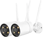 2K PoE Outdoor Security Camera with F1.0 Aperture 4MP IP Camera Adjustable Warm Light Smart AI Detection(WiFi Cam 2Pcs)