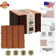DIY Interlocking Wood Plastic Composite Deck Tiles - Easy Maintenance Red-Brown