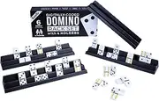 Auolis Mexican Train Dominoes Set for Adults & Kids : 4 Digitally-Coded Holders，28 Double-6 Tiles, Stackable Storage, Luxury Gift Case (Colors)