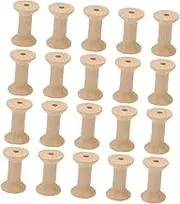 jojofuny 50pcs Unfinished Wooden Thread Spools Craft Bobbins for DIY Projects Polished Smooth Surface for Sewing Decorating and Handicrafts