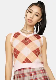 Sienna Edge Of Heaven Cropped Argyle Vest