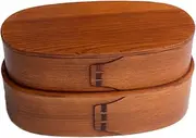 Wooden Bento Boxes for Adults - Portable Double Layer Lunch Box, Handmade Oval Adult & Kids Bento Box | High-Quality Wood Wear Resistant Bento Boxes for Picnics and Camping with Elastic Band