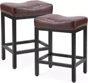 Bar Stools Set of 2, 24 Inch Counter Height Bar Stools, Upholstered Modern Kitch