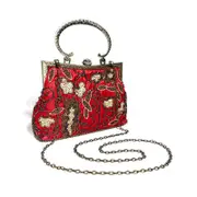 Nevenka Womens Vintage Sequins Beaded Evening Bag Formal Handbag Wedding Clutch-WineRed