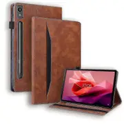 Splicing Leather Tablet Case For Lenovo Tab P12 12.7-ZZY Brown