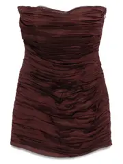 [Raquel Diniz] Raquel Diniz-Abito Corto New Ambra Plissettato Senza Spalline-Donna 40 IT