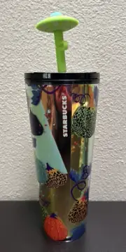 STARBUCKS Extraterrestrial W/ UFO Spaceship Straw Topper Cold Cup Tumbler NEW