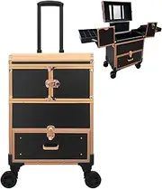 [PROMARKA] Rolling Makeup Train Case, Make Up Trolley on Wheels Make Up Box, Hairdressing Trolley on Wheels