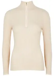 Varley Demi Ribbed Half-zip Jumper - Cream - M (UK12 / M) M (UK12 / M)