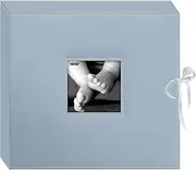 Baby Sewn 3-Ring Leatherette Scrapbook Box, Blue