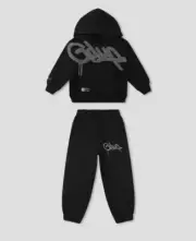 GEEDUP Handstyle Black/Grey Kids Tracksuit Set - 6Y