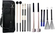 Large Drum Sticks Bag with 6 Pair Drum Stick and Mallet Set Nylon Drum Sticks, B