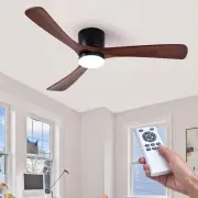 Low Profile LED Light Ceiling Fan Remote 52'' Flush Mount In/Outdoor Noiseless