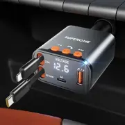 Small Bluetooth 5.3 Car Adapter with Retractable Cables, 69W Retractable Car ...
