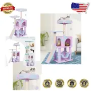 Indoor Rainbow Cat Tree with Scratching Post & Soft Hammock - Perfect for Cats