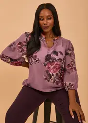 [Taking Shape] Taking Shape Camille Floral Tencel Blouse Size 18 in Floral - Plus Size Women's Clothing Floral