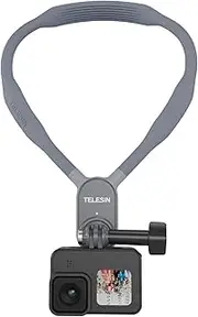 TELESIN Neck Mount Necklace Holder, POV Selfie Hand Free Head Chest Shoulder Body Strap Attach Bike Motorcycle Video Accessories for GoPro Max Go Pro Hero 12 11 10 9 8 Insta360 X3 GO3 DJI Action 3 4