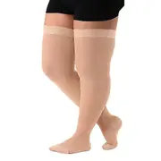 5xl Extra Large 34-46mmhg Medical Compression Stockings For Varicose Veins Women Closed Toe Graduated Pressure Thigh High Socks_fi Beige XXL