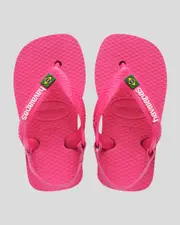 [Havaianas] Havaianas Toddlers' Brazil Logo Flip Flops Shoes in Pink Flux/White Size 16 16 Pink Flux/White