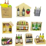 10 pcs/Set Creative Stereoscopic Wine Bottle Series Fridge Magnet Refrigerator Magnetic Sticker Home Deco Magnet Kitchen Accessories (Wooden)