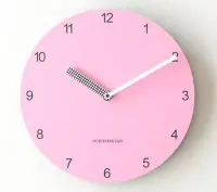 在飛比找Yahoo!奇摩拍賣優惠-5193A 歐式 簡約時尚粉色牆鐘 可愛指針牆面時鐘靜音鐘擺