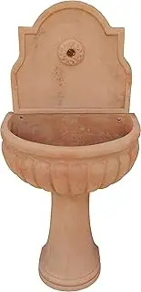 Tuscan Terracotta Made W60xDP42xH130 cm Sized Aged Wall Fountain
