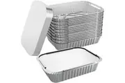 320x Aluminium Disposable Foil Food Container Trays Pans w/ Lids Covers Bulk 22x15x4.5cm