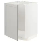 METOD base cabinet for sink, white/Lerhyttan light grey, 60x60x80 cm