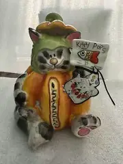 BlueSky Clay Works Ceramic Candle Tea Light Holder Kitty Pops Cat Pumpkin