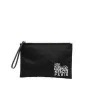 [Kenzo] Kenzo Logo-embroidered Clutch Bag ONE SIZE BLACK