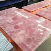 36"x24" Rose Quartz Stone Dining Countertop Crystal Gemstone Art Restaurant Deco