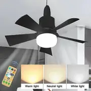 Ceiling Fan LED With Light Remote Control Dimmable 30W E27 Base Modern Smart Wireless Fans Lighting For Bedroom and Living Room black