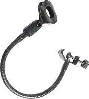 EXQUIMEUBLE Rotatable Microphone Clip Rack Gooseneck Tube for Broadcasting Podcasting Recording Hose Storage Shelf Black