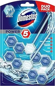 Domestos 3-in-1 Ocean Power-5 Rim Block Toilet Cleaner 55 g (Pack of 2)