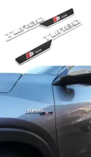 2x For Audi S line Turbo Side Fender Emblem Sticker Car Body Badge Black Chrome (for: Audi)