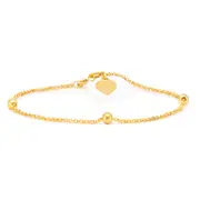 9ct Yellow Gold Filled 19cm Belcher Heart Charm Bracelet