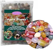 8-12mm Colorful Agate Stones 1LB Polished Tumbled Pebbles Crystals Top Soil Hydroponics Rocks for Plants, Fish Tank, DIY Handmade, Home Decor, Vase Filler, Landscaping