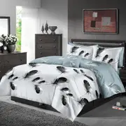 Twin Feathers Design Cotton Quilt/Doona/Duvet Cover Pillowcase Set