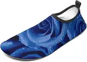[BTCOWZRV] Water Shoes for Women Men Blue Rose Water Sports Shoes Slip-on Breathable Lightweight Athletic Aqua Sock