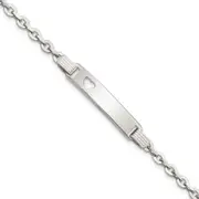 7.5 Inch Sterling Silver Polished Id W/Heart Bracelet