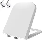 Square Fixed Toilet Seat, Soft Close Toilet Seat Quick Release and Adjustable Hinges (Easy Clean & Simple Installation)