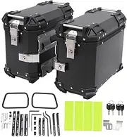 Side Box, 38L Motorcycle Side Storage Box, Aluminum Alloy Luggage Case, Quick Release Motorbike Side Carriers, Waterproof Left & Right Organizer with Saddlebag Support Racks