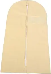 ANDRESLAD Clothes Cover Protector Storage Bag for Garments Beige Dustproof Zippered Clothing Organizer with Transparent Window Material for Suits Tops Coats