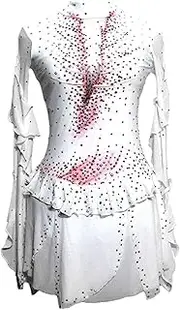 [Zagitova] Figure Skating Dress for Girls Long Sleeve Women Gradient Ice Competition Dance Outfits with Shiny Rhinestone