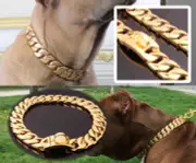 Big Dog Gold Collar Chain Necklace Solid Stainless Steel Cuban Link Large Giant