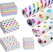 4 Sheets Of Colourful Gift Wrapping Paper 27 * 19in Colourful Gift Packaging Set, Gift Wrapping Paper Mini Roll With Iridescent Stripes Printed Paper, Diy Wrapping Paper For Birthday Wedding Holiday