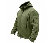 Amoretu Military Tactical Jacket for Men Fleece Hooded Coat with Zipper-Army Green