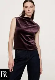 Banana Republic NEW/ Tags Asymmetric Bias Cut Velvet Top RUBY Plum Small
